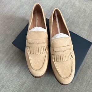 Cole Haan Stassi Kiltie Loafers in Oat Suede